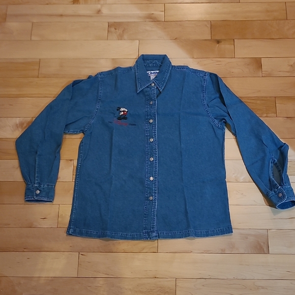 Tops - Vintage The Disney Store Size Medium Blue Denim Button-Up Shirt